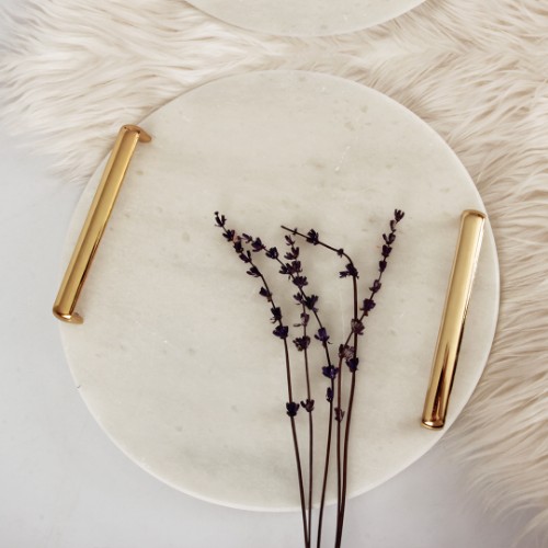 Picture of Bright White Marble Serving Tray Round