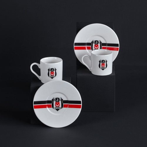 Picture of Neva Besiktas Licansed Striped Porcelain Turkish Coffee Set of 2