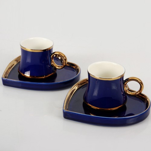 Picture of Heart Porcelain Turkish Coffee Set of 6 - Dark Blue