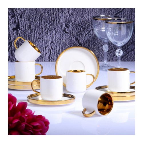 Picture of White Gold Porcelain Turkish Coffee Set of 6