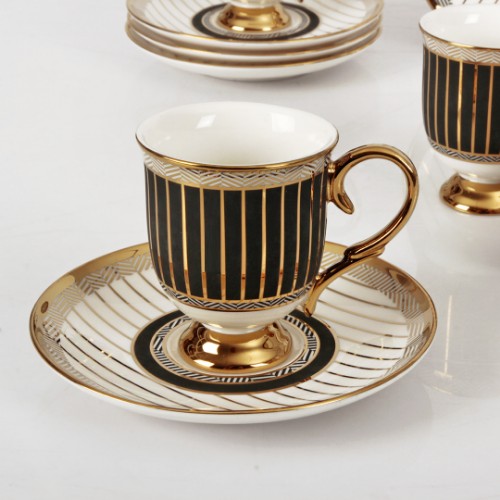 Picture of Lima Porcelain Turkish Coffee Set of 6 - Black