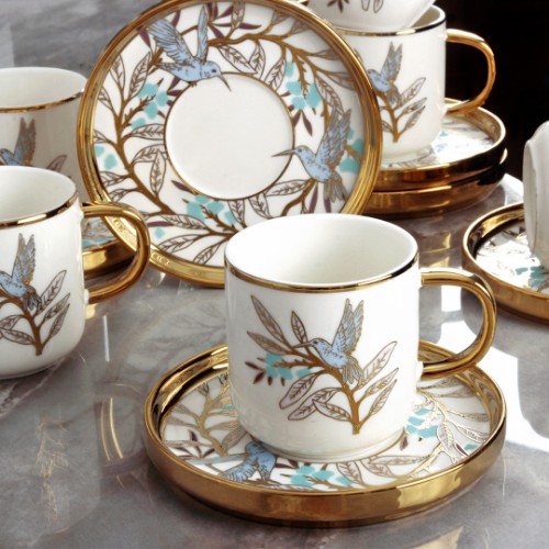 Picture of Bee Bird Porcelain Turkish Coffee Set of 6