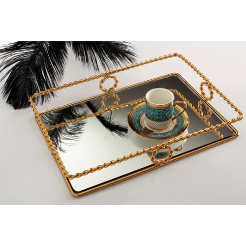Picture of Elsa Metal Mirrored Tray Small Size - Gold 