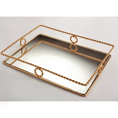 Picture of Elsa Metal Mirrored Tray Big Size - Gold 