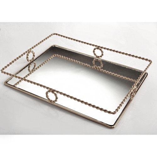 Picture of Elsa Metal Mirrored Tray Big Size - Silver