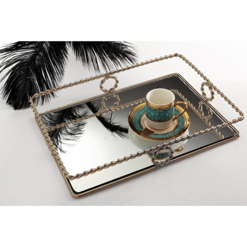 Picture of Elsa Metal Mirrored Tray Small Size - Silver