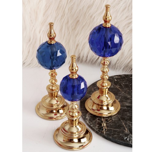 Picture of Globe Gold Decorative Sphere Set of 3 - Dark Blue