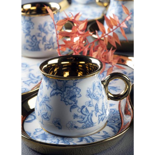 Picture of Blue Flower Porcelain Turkish Coffee Set of 6