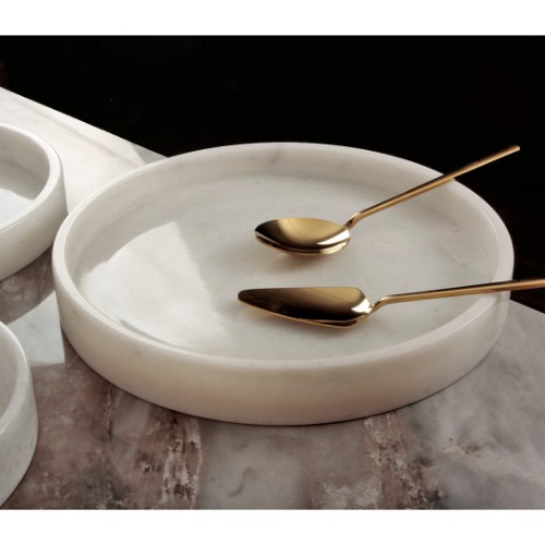 Picture of Madlen White Marble Plain Serving Plate - Big Size 