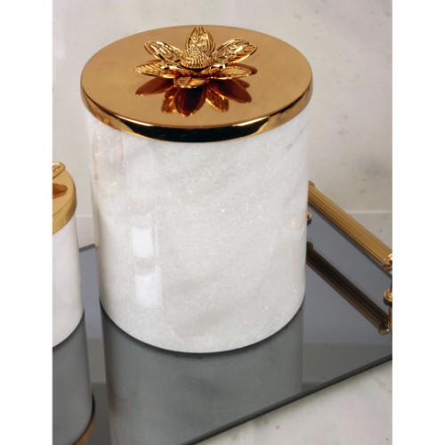 Picture of Pierre Lotus White Marble Box With Lid - 12x15 cm