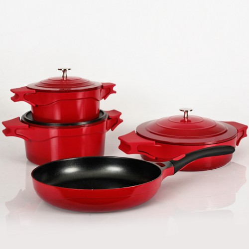 Picture of Pink More Cast Casting Cookware Set of 7 - Red