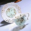 Picture of Flower Porcelain Turkish Coffee Set of 6 - Green 