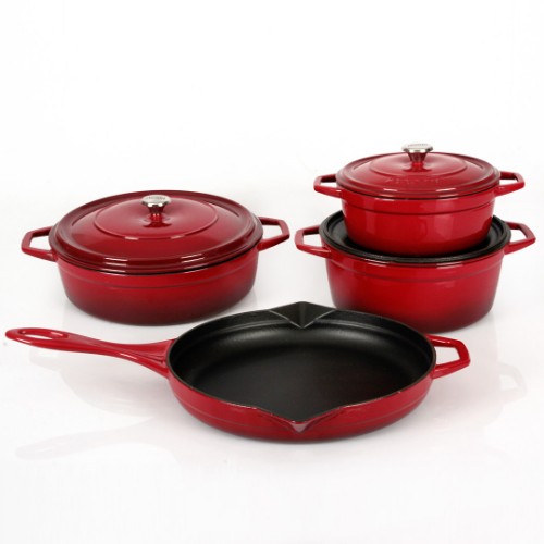 Picture of Hosse Iron Casting Cookware Set of 7 - Red