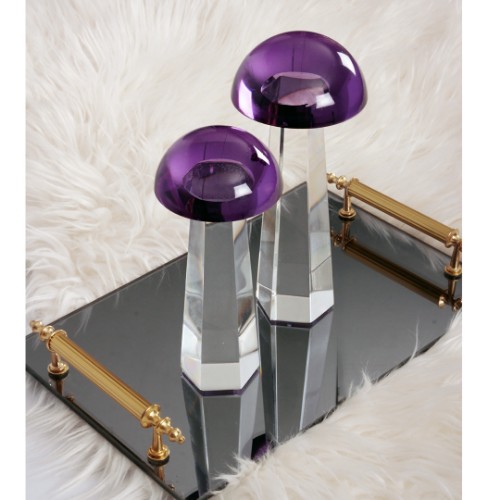 Mushroom Decorative Living Room Accessory Set of 2 - Purple 