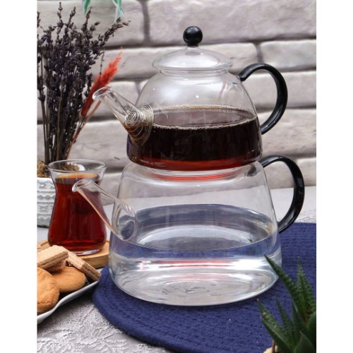 Hyaline Borosilicate Glass Fire Resistant Teapot Set - Black