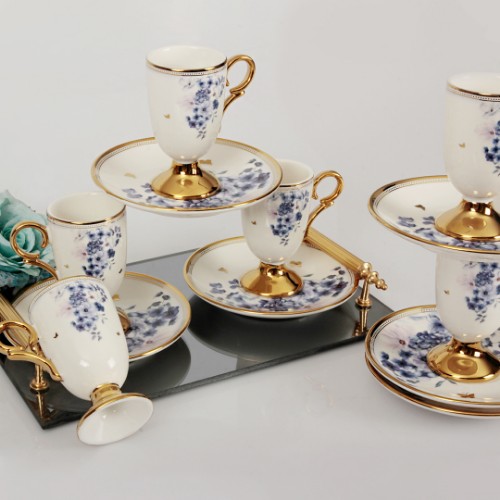 Freya Violet Porcelain Turkish Coffee Set of 6