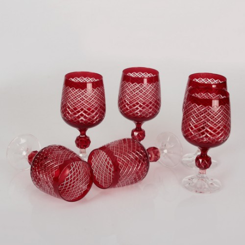 Resim Sterna Verşan Kristal 6 Lı Kahve Yanı Su Bardağı 230 ml - Kırmızı