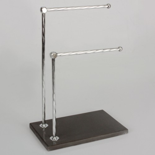 Picture of Quarry Black Marble Towel Stand 2 pcs - Silver 