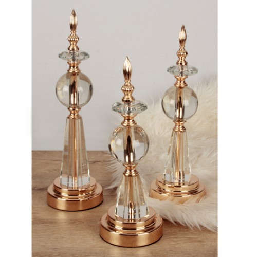 Crystal Decorative Sphere Set of 3 - Gold