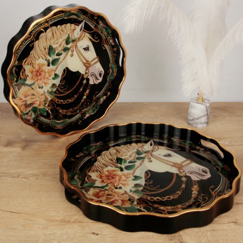 Picture of Horse 2 Piece Round Tray