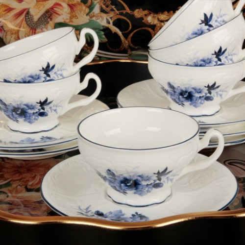 Picture of Blue Garden Porcelain Turkish Coffee Set of 6