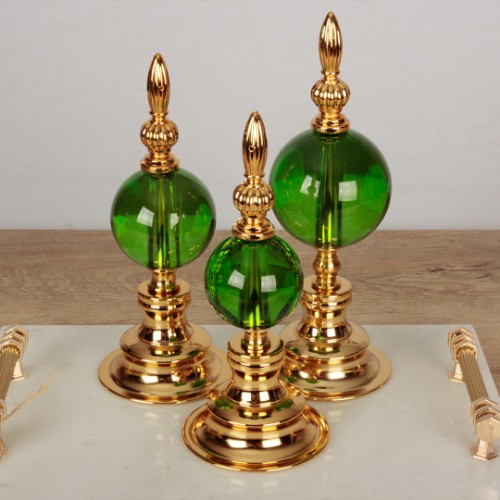 Picture of Globe Gold Decorative Sphere Set of 3 - Green