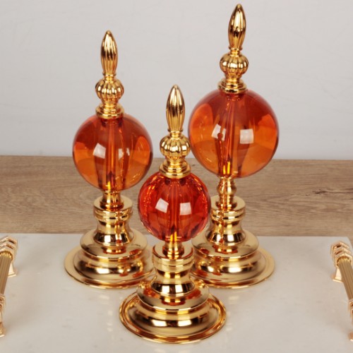 Globe Gold Decorative Sphere Set of 3 - Orange