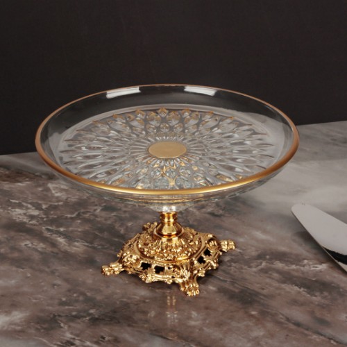Arya Footed Presentation Plate - Gold