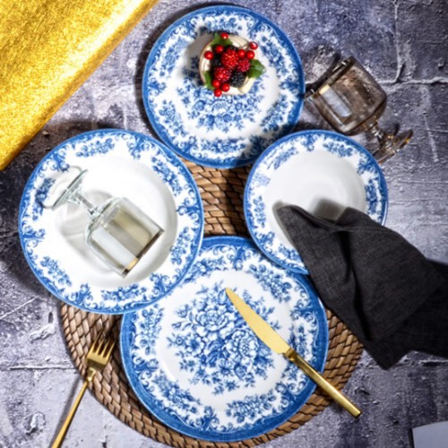 Picture of Blue Rosabella 24 Pieces Porcelain Dinnerware Set