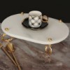 Picture of Ring White Marble Serving Plate Oval Small Size - Gold