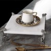 Picture of Jaguar White Marble Serving Plate Square Small Size - Silver