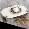 Picture of Jaguar White Marble Serving Plate Oval Small Size - Silver