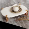 Picture of Jaguar White Marble Serving Plate Oval Small Size - Gold