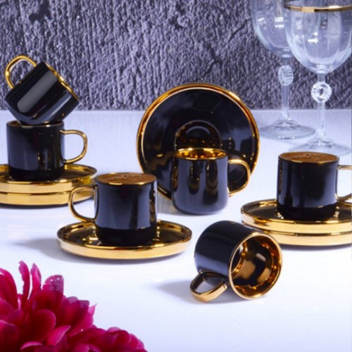 Picture of Black Gold Porcelain Turkish Coffee Set of 6