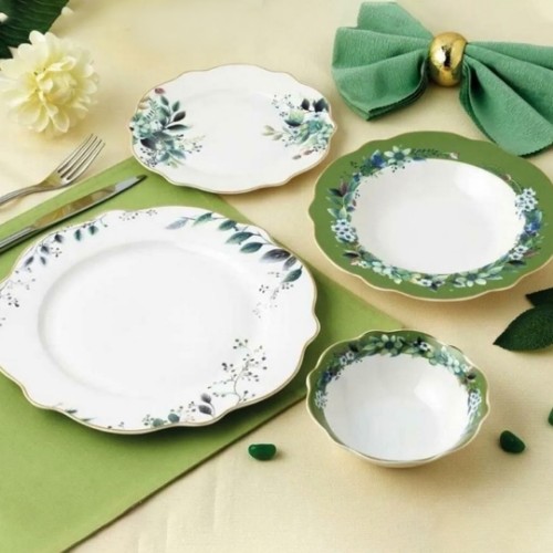 Picture of Green Garden 24 Pieces Bone Porcelain Dinnerware Set