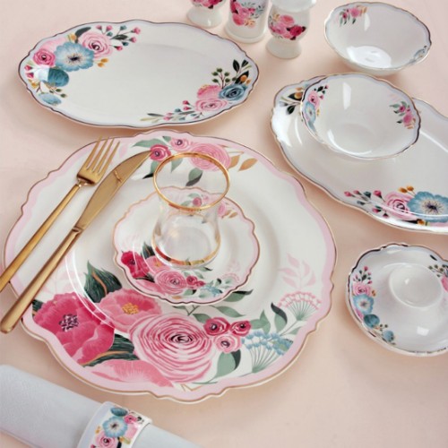 Picture of Lotus Porcelain Breakfast Set of 42 - Model A