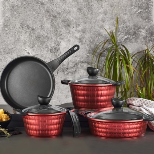 Picture of Aqua Casting Cookware Set of 7 - Red