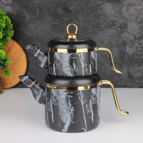 Oolong Granite Teapot Set - Black