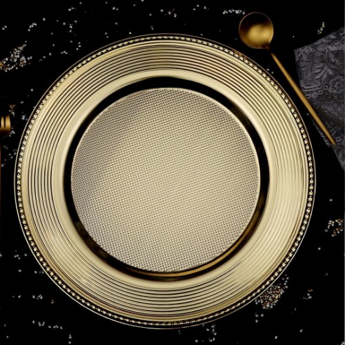 Steel Round Plate Coaster - Gold