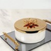 Picture of Pierre Lotus White Marble Box With Lid - 10x6 cm