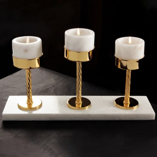 Picture of Quarry White Marble Candle Holder Set of 3